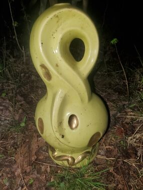Chartreuse Ceramic Sculpture with Gold Accents